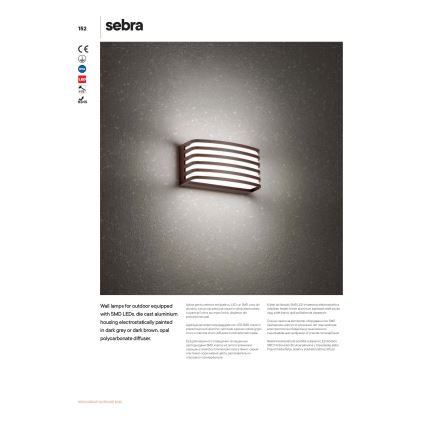 Redo 90038 - LED Zewnętrzna lampa ścienna SEBRA LED/15W/230V IP54