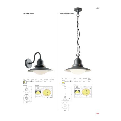 Redo 90094 - Lampa wisząca zewnętrzna na łańcuchu ELIO 1xE27/42W/230V IP44