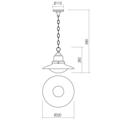 Redo 90094 - Lampa wisząca zewnętrzna na łańcuchu ELIO 1xE27/42W/230V IP44