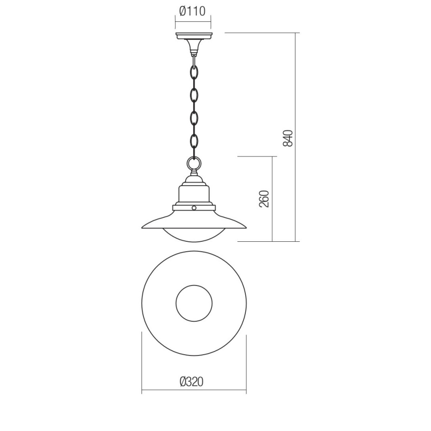 Redo 90094 - Lampa wisząca zewnętrzna na łańcuchu ELIO 1xE27/42W/230V IP44