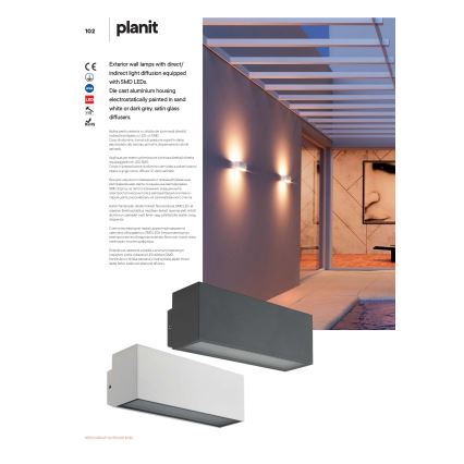 Redo 90096 - Kinkiet zewnętrzny LED PLANIT LED/10W/230V 3000K IP54 antracyt
