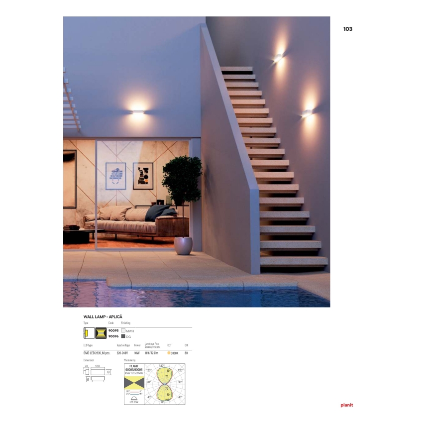 Redo 90096 - Kinkiet zewnętrzny LED PLANIT LED/10W/230V 3000K IP54 antracyt