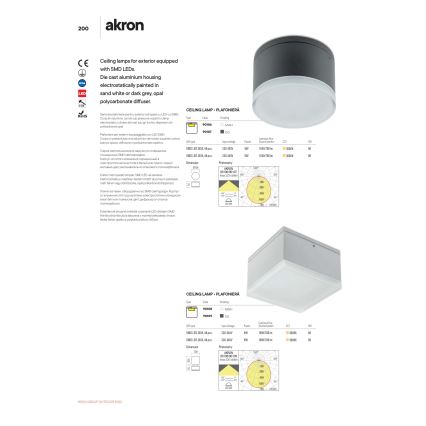 Redo 90107 - LED Plafon zewnętrzny AKRON 1xLED/9W/230V śr. 10,8 cm IP54