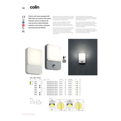 Redo 90129 - LED Kinkiet zewnętrzny COLIN 1xLED/9W/230V IP54