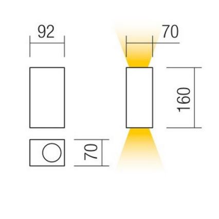 Redo 90152 - Kinkiet zewnętrzny PUNTA 2xGU10/7W/230V IP44