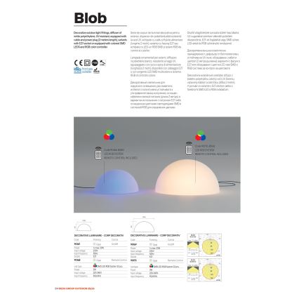 Redo 90169 - Lampa zewnętrzna BLOB 1xE27/23W/230V śr. 56 cm IP65 biała