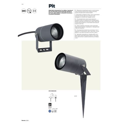 Redo 90183 - Lampa zewnętrzna PIT 1xGU10/35W/230V IP65