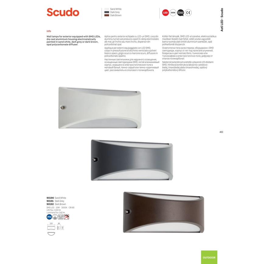 Redo 90191 - LED Kinkiet zewnętrzny SCUDO LED/10W/230V 3000K IP54 antracyt