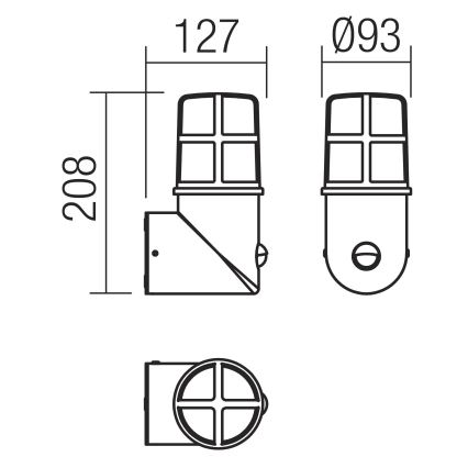 Redo 90200 - Zewnętrzne oświetlenie z czujnikiem TRITON 1xE27/28W/230V IP54 miedź