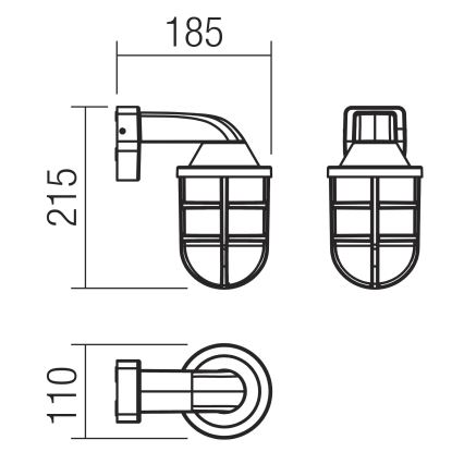 Redo 90205 - Kinkiet zewnętrzny CAGE 1xE27/28W/230V IP44 mosiądz