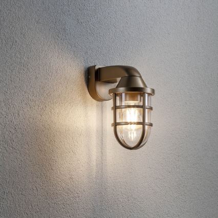 Redo 90205 - Zewnętrzna lampa ścienna CAGE 1xE27/28W/230V IP44 mosiądz