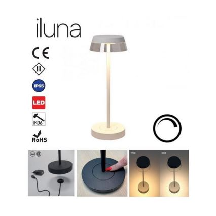 Redo 90306 - LED Ściemnialna dotykowa lampa stołowa ILUNA LED/2,5W/5V 2700-3000K 3000 mAh IP65 biała