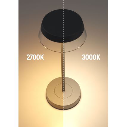 Redo 90312 - LED Ściemnialna dotykowa lampa stołowa ILUNA LED/2,5W/5V 2700-3000K 3000 mAh IP65 czarna