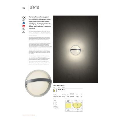 Redo 90364 - LED Kinkiet zewnętrzny SIERRA LED/10,8W/230V IP54