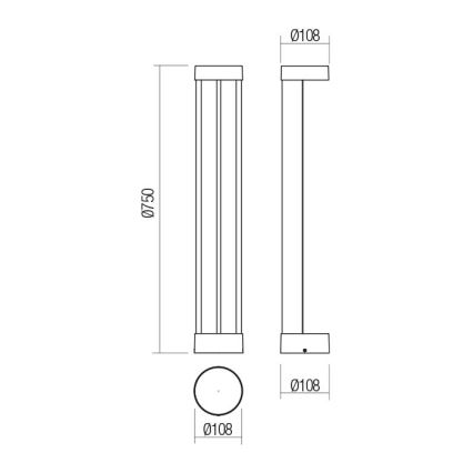 Redo 90365 - Zewnętrzna lampa LED ZEUS LED/11,5W/230V 3000K 75 cm IP54 antracyt