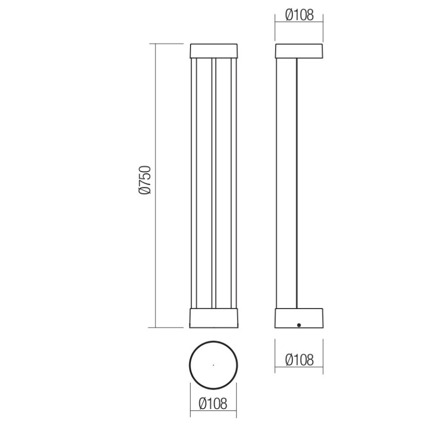 Redo 90366 - Zewnętrzna lampa LED ZEUS 11,5 W/230 V 3000 K 75 cm IP54 brązowa