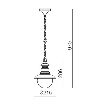 Redo 9046 - Zewnętrzny żyrandol na łańcuchu SCOTT 1xE27/42W/230V IP44