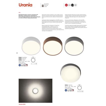 Redo 90516 - LED Plafon zewnętrzny URANIA LED/10W/230V śr. 16 cm IP65 antracyt