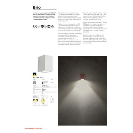 Redo 90527 - LED zewnętrzny kinkiet BRIO LED/6W/230V 3000K IP54 antracyt