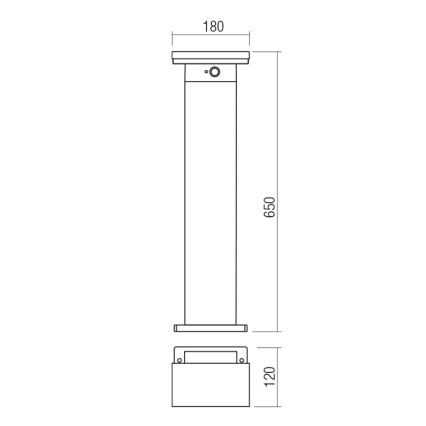 Redo 90536 - LED Lampa solarna z czujnikiem TAIYO LED/2W/3,7V 3000K 2200 mAh IP54 antracyt