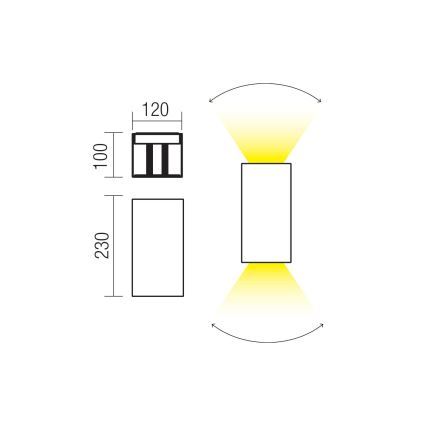 Redo 90554 - Zewnętrzny kinkiet LED VARY 2xLED/10W/230V 3000K IP54 brązowy