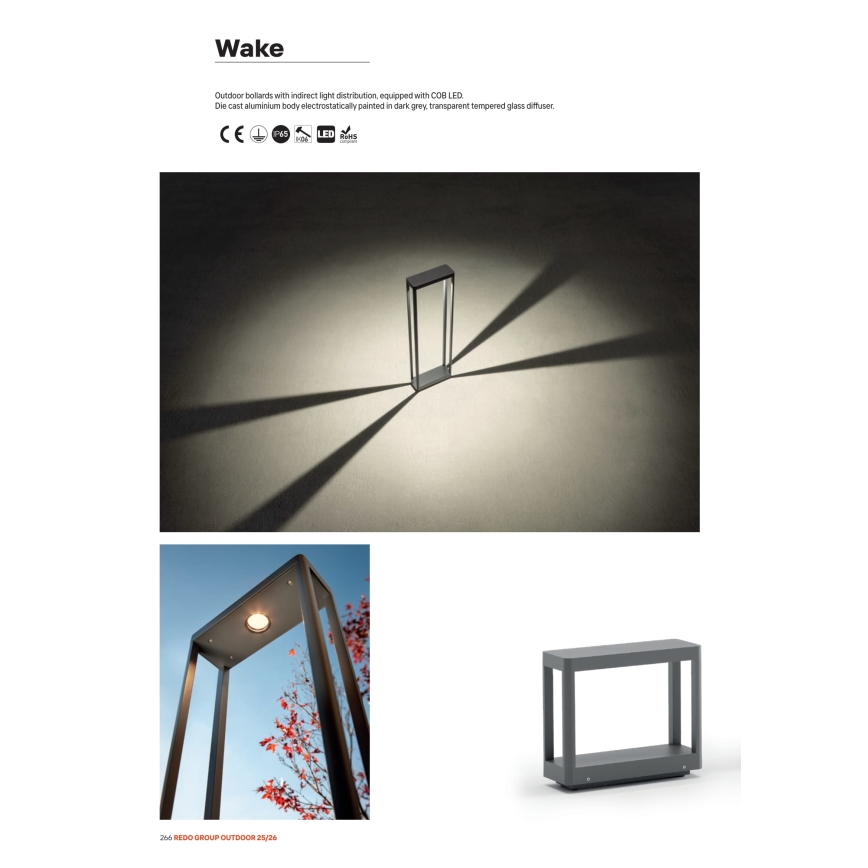 Redo 90582 - Lampa zewnętrzna LED WAKE LED/8W/230V 3000K 75 cm IP65 antracyt