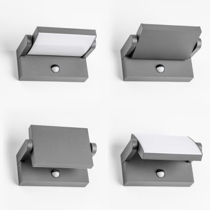 Redo 90587 - Kinkiet zewnętrzny LED z czujnikiem FLIP LED/20W/230V 3000K CRI 90 IP54 antracyt