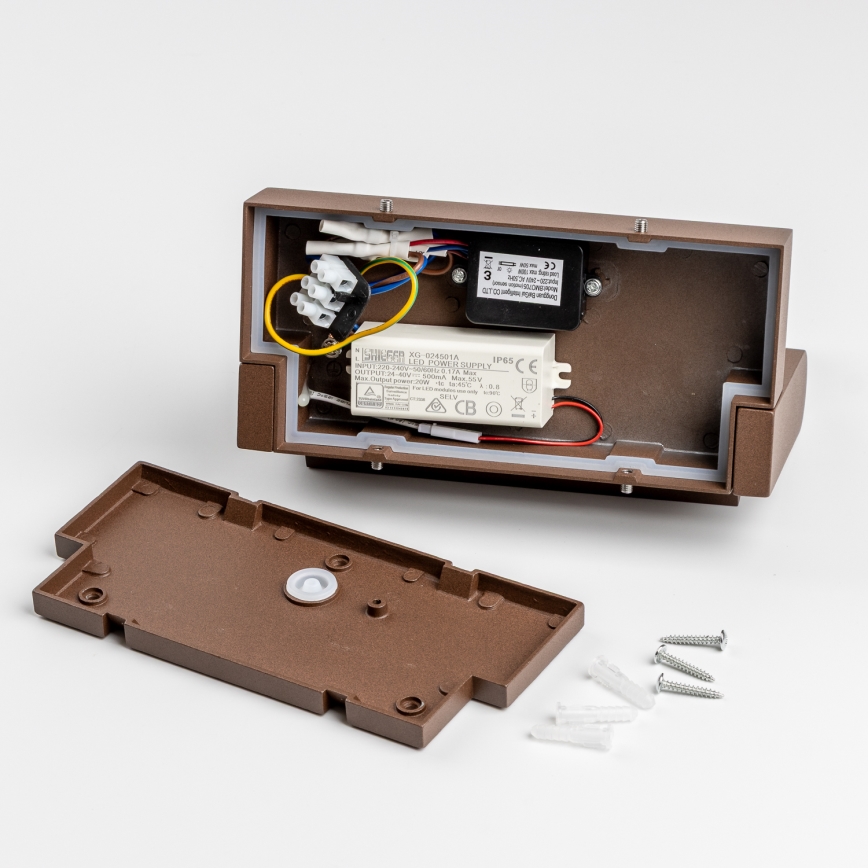 Redo 90588 - LED zewnętrzny kinkiet z czujnikiem FLIP LED/20W/230V 3000K CRI 90 IP54 brązowy