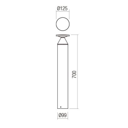 Redo 90591 - Lampa zewnętrzna LED BIRO LED/12W/230V 3000K 70 cm CRI 90 IP65 antracyt