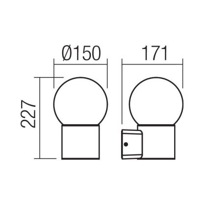Redo 90640 - Kinkiet zewnętrzny BULK 1xE27/28W/230V IP44 antracyt