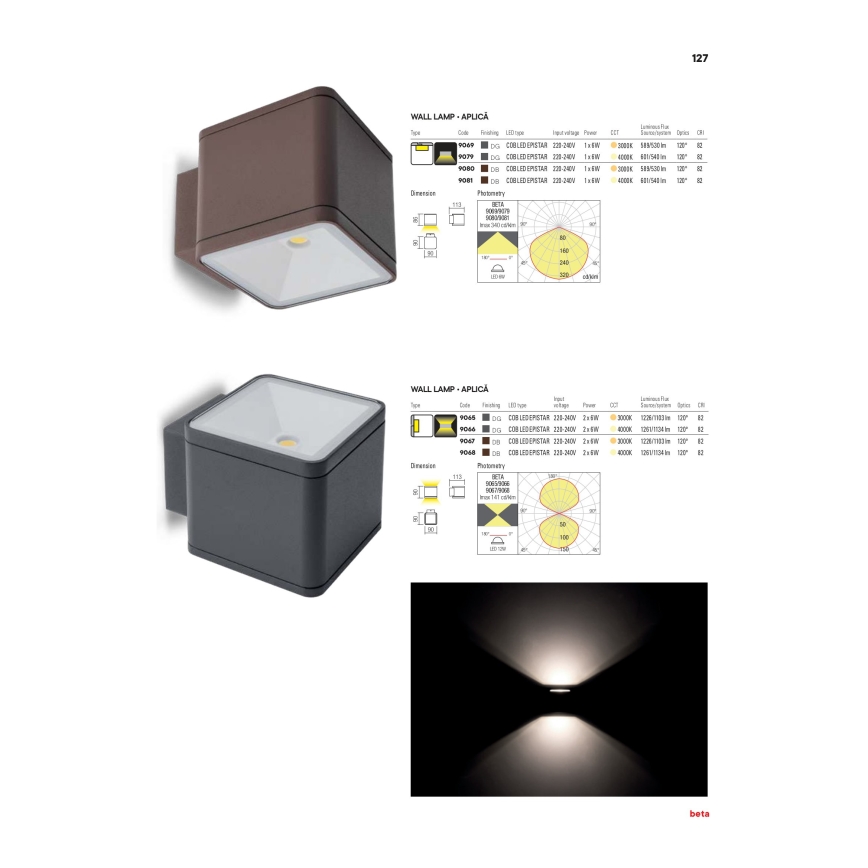 Redo 9065 - LED Kinkiet zewnętrzny BETA 2xLED/6W/230V IP54
