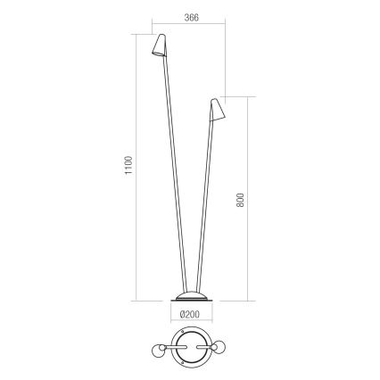 Redo 90711 - LED lampa zewnętrzna NIVALIS 2xLED/6,9W/230V 3000K 110 cm IP65 antracyt