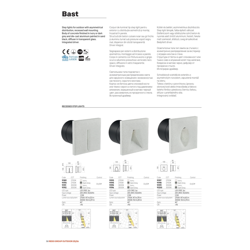 Redo 91196 - Zewnętrzna oprawa orientacyjna LED BAST LED/2,5W/230V 3000K CRI 90 IP65 antracyt