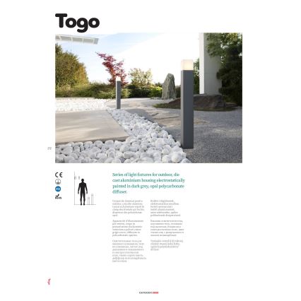 Redo 9265 - Kinkiet zewnętrzny TOGO 1xE27/13W/230V IP44