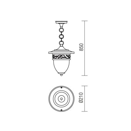 Redo 9399 - Lampa wisząca zewnętrzna na łańcuchu BASEL 1xE27/42W/230V IP44 czarny