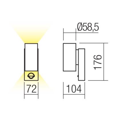 Redo 9453 - LED Kinkiet zewnętrzny z czujnikiem VINCE 2xLED/3W/230V IP54 antracyt