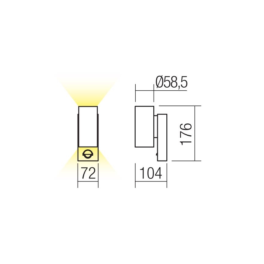 Redo 9453 - LED Kinkiet zewnętrzny z czujnikiem VINCE 2xLED/3W/230V IP54 antracyt