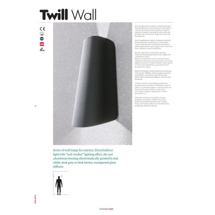 Redo 9536 - Zewnętrzny kinkiet LED TWILL/11W/230V IP65