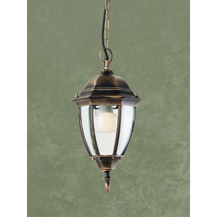 Redo 9607 - Lampa wisząca zewnętrzna na łańcuchu SEVILLA 1xE27/42W/230V IP44 złota/patyna