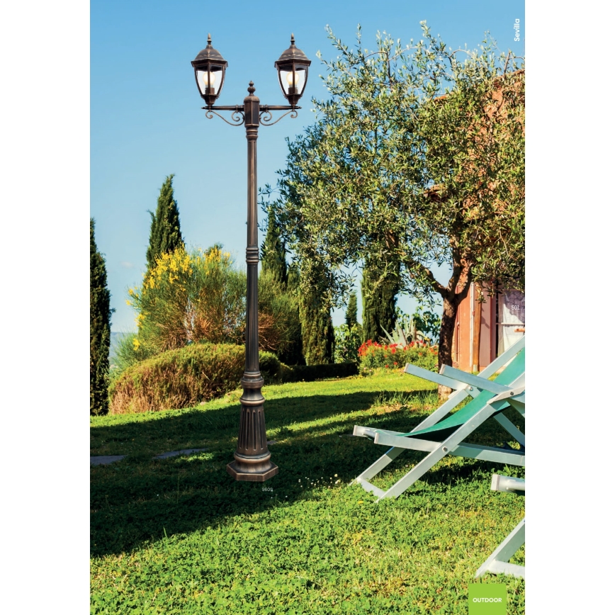 Redo 9609 - Lampa zewnętrzna SEVILLA 2xE27/42W/230V IP44 złota/patyna