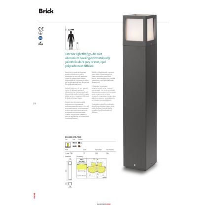 Redo 9644 - Lampa zewnętrzna BRICK 1xE27/23W/230V IP54