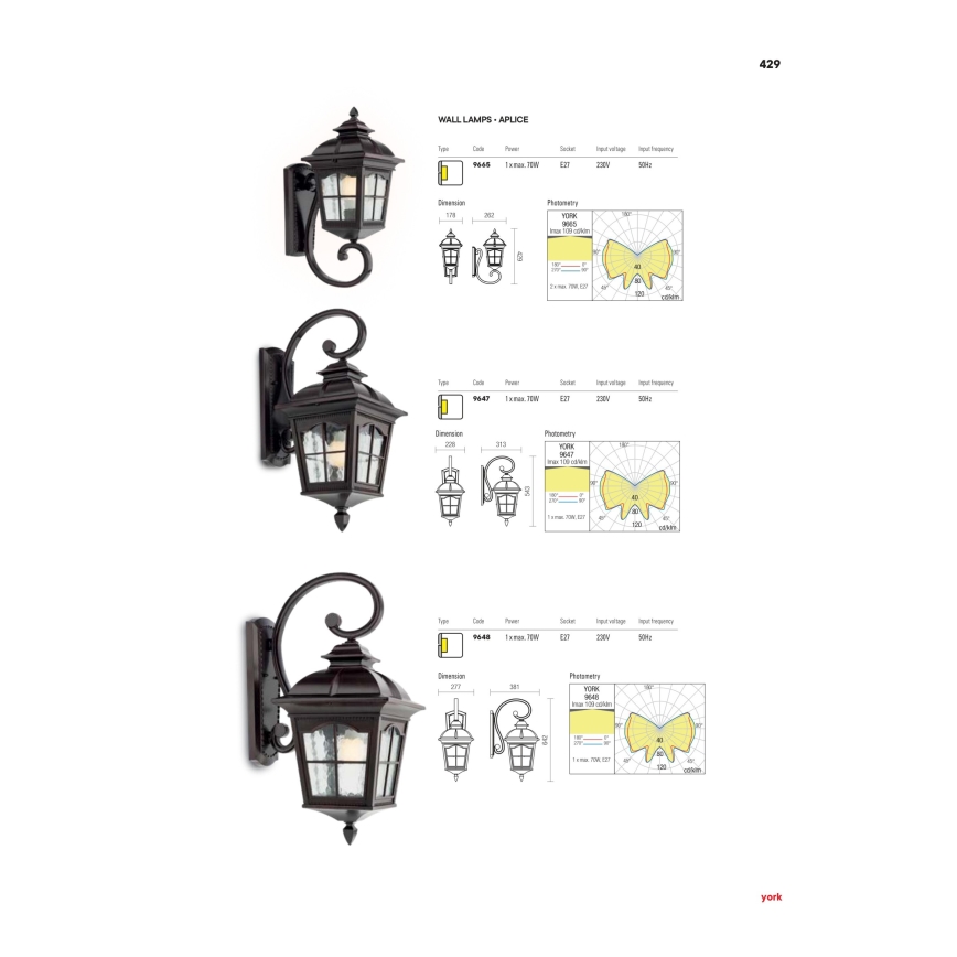 Redo 9648 - Zewnętrzna lampa ścienna YORK 1xE27/70W/230V IP44 brązowa