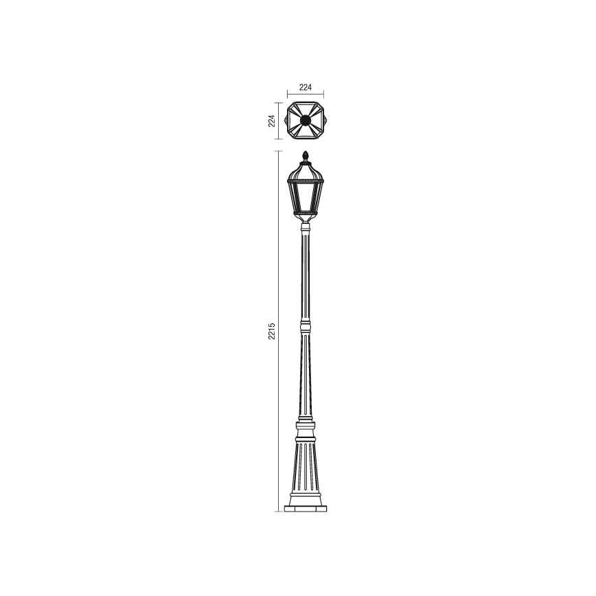 Redo 9662 - Lampa zewnętrzna ESSEN 1xE27/70W/230V 221,5 cm IP44 brązowa/patyna