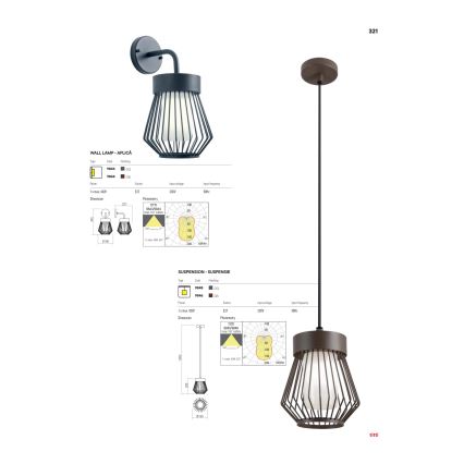 Redo 9846 - Zewnętrzna lampa wisząca TITTI 1xE27/42W/230V IP44 brązowa