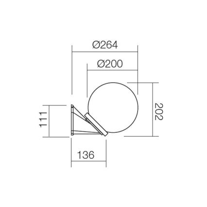 Redo 9866 - Kinkiet zewnętrzny SFERA 1xE27/28W/230V IP44