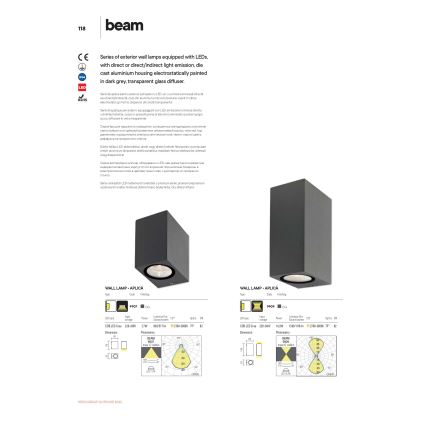 Redo 9907 - LED Kinkiet zewnętrzny BEAM LED/5W/230V IP54