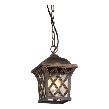 Redo 9952 - Lampa wisząca zewnętrzna na łańcuchu BREMEN 1xE27/42W/230V IP23 złota/patyna