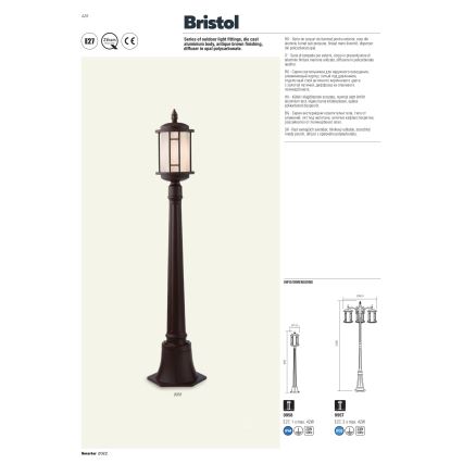 Redo 9956 - Lampa wisząca zewnętrzna na łańcuchu BRISTOL 1xE327/42W230V IP23