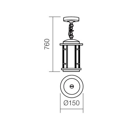Redo 9956 - Lampa wisząca zewnętrzna na łańcuchu BRISTOL 1xE327/42W230V IP23