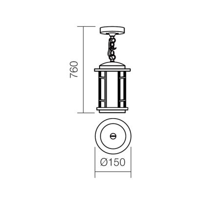 Redo 9956 - Lampa wisząca zewnętrzna na łańcuchu BRISTOL 1xE327/42W230V IP23